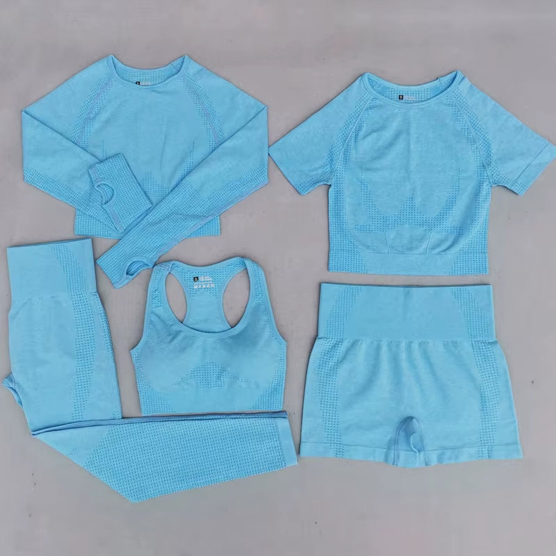 2/3/5PCS Energy Seamless Yoga Set Women Workout Set Sportswear Fitness Clothes for Women Clothing Gym Leggings Sport Suit