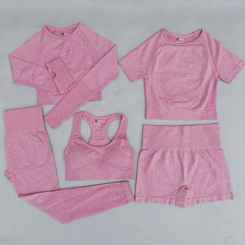 2/3/5PCS Energy Seamless Yoga Set Women Workout Set Sportswear Fitness Clothes for Women Clothing Gym Leggings Sport Suit